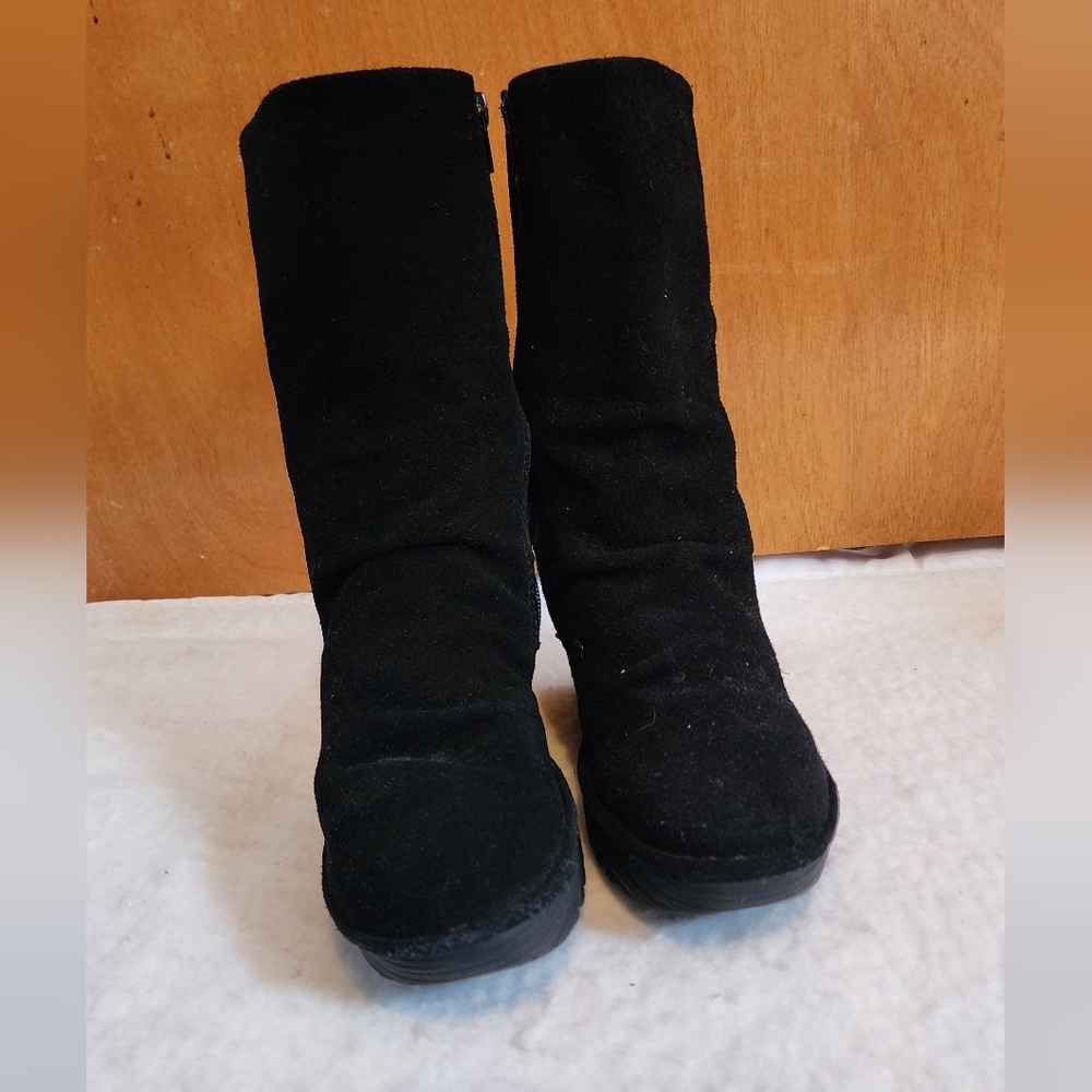 FLY London Black Suade Wedge Boot Laced Back - Picture 5 of 7